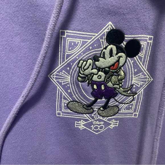 Disney 100 Years of Wonder Sweatshirt Hoodie Size SMALL Purple Embroidered - Picture 4 of 11